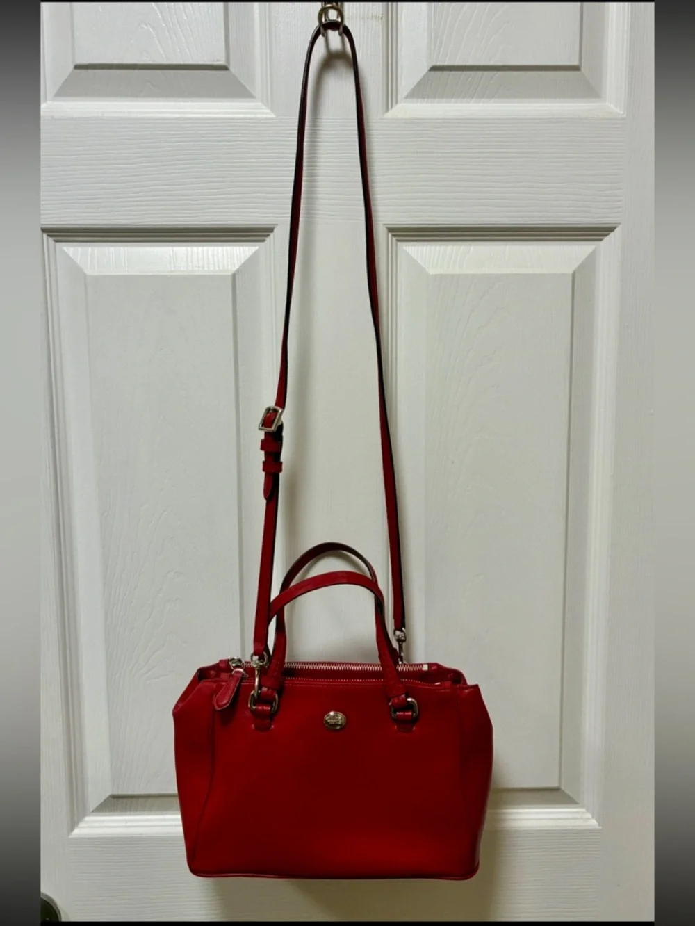 Coach Deep Red Cross Grain Leather Satchel with Strap EUC!! - Picture 5 of 14